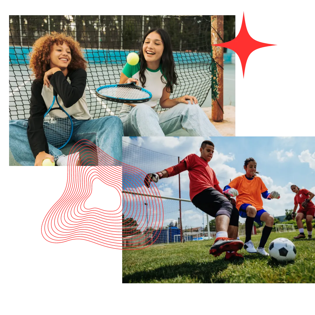 Young athletes playing sports and in need of mental fitness. Tennis and soccer.